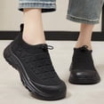 thumbnail image 1 of Women's Orthopedic Arch Support Wide Width Walking Shoes,Protective Toe Cap Non-Slip Thick Sole Breathable Knit Drawstring Slip On Casual Sneakers, 1 of 8