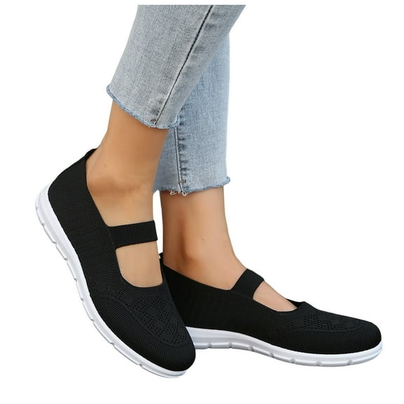 Women's Orthopedic Ballet Flats Walking Shoes Soft Lightweight Travel Wedge Low Heels Non Slip Work Sneakers