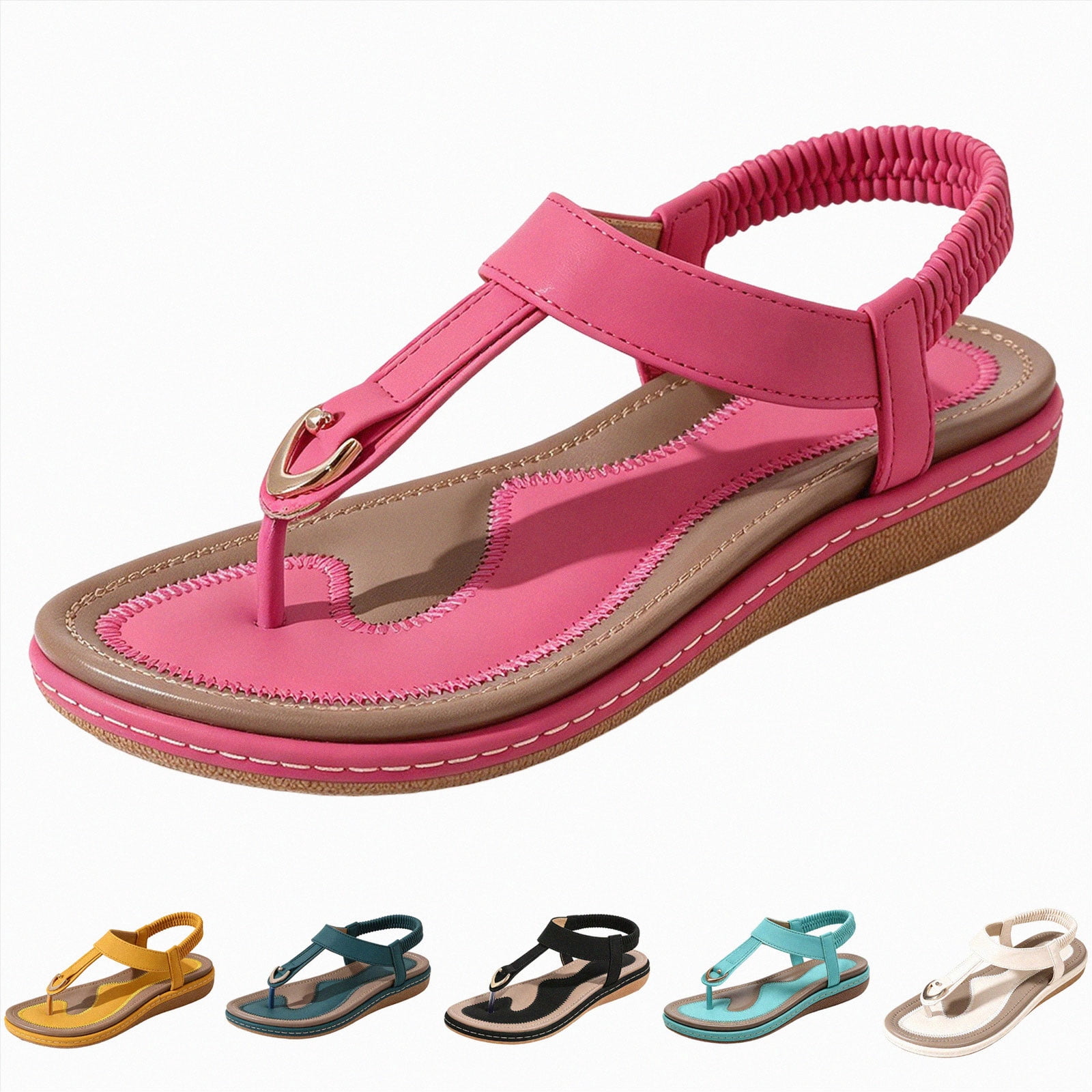 Athlefit - Brandclub - Athlefit Women Orthopedic Arch Support T-Strap Thong Flat Sandals main image 1