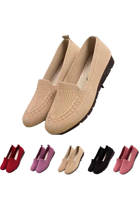 Women’s Orthopedic Knit Comfort Loafers Orthopedic Shoes for Women Lightweight Soft Sole Slip-Resistant Walking Shoes Mesh Low-Top Flat Casual Fashion Spring Summer Loafers for Women