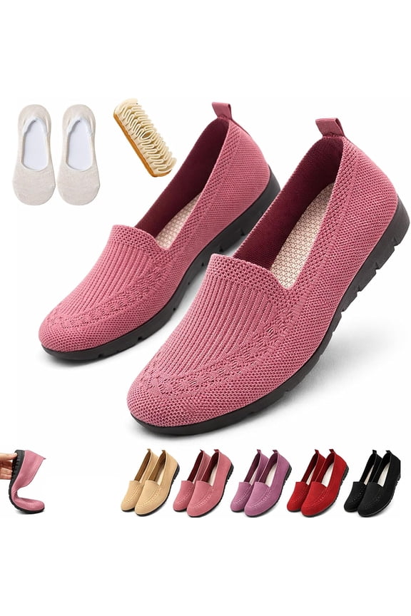 Women’s Orthopedic Knit Comfort Loafers – Slip-Resistant Walking Shoes, Arch Support Lightweight Soft Sole Mesh Flats