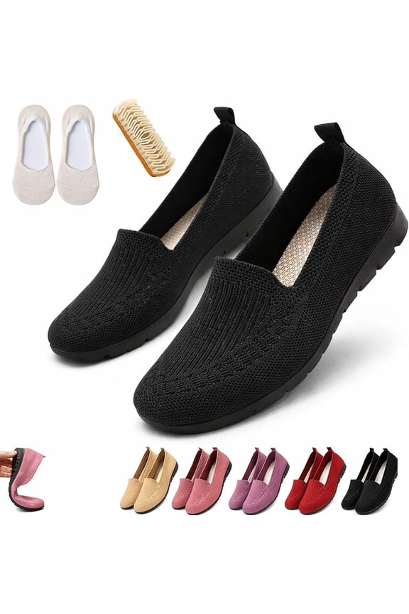 Women’s Orthopedic Knit Comfort Loafers – Slip-Resistant Walking Shoes, Arch Support Lightweight Soft Sole Mesh Flats