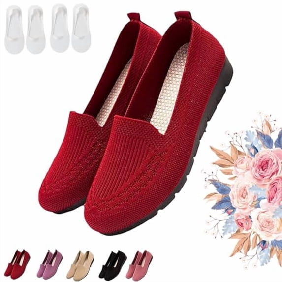 Women’s Orthopedic Knit Comfort Loafers - Slip-Resistant Walking Shoes - Breathable Mesh Arch Support Flats - Lightweight Non-Slip Low-Top Shoes for 2026