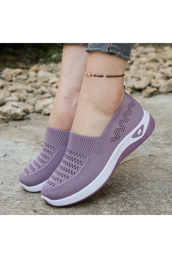 Women's Orthopedic Loafer Sneakers 2026 with Arch Support Breathable Knit Mesh Anti Slip Soft Sole Walking Shoes Wide Width Slip on Comfortable Closed Toe Tennis Sneakers