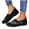 thumbnail image 1 of Women's Orthopedic Loafers Shoes Lightweight Knit Butterfly Embroidered Slip on Comfortable Walking Shoes with Arch Support Black Size 7.5, 1 of 5