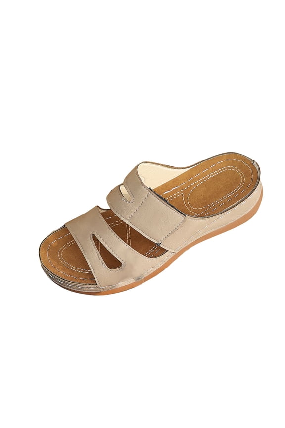 Women's Orthopedic Platform Sandals Comfortable Slip-On Open Toe Wedge Slides for Summer Walking, Casual Arch Support Shoes with Cushioned Sole