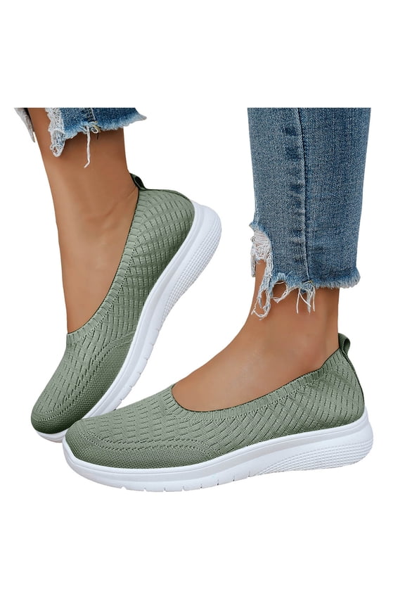 Women's Orthopedic Platform Slip on Walking Shoes Comfortable Knitted Arch Support Nursing Work Flat Sneakers
