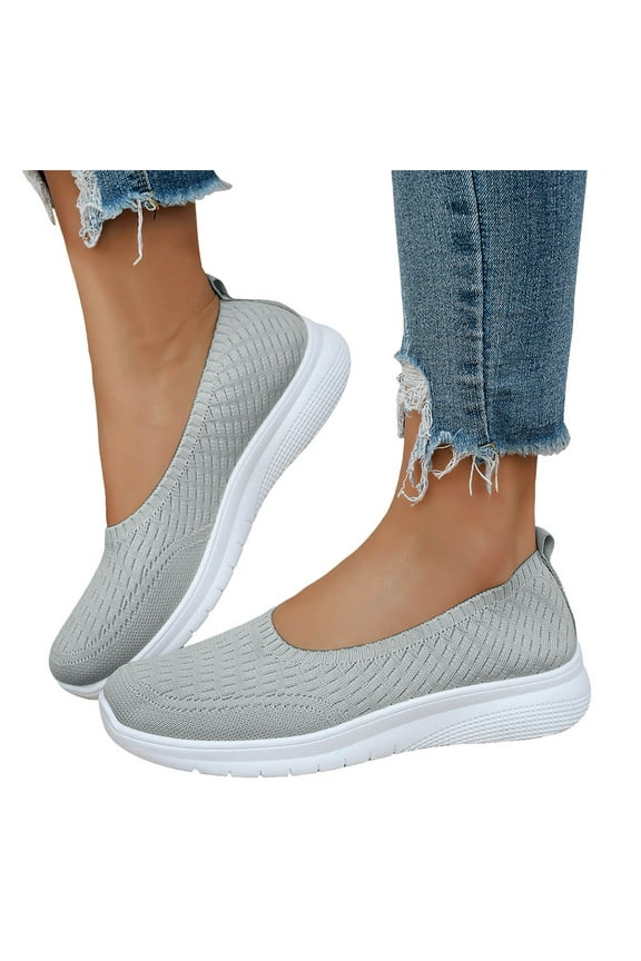 Women's Orthopedic Platform Slip on Walking Shoes Comfortable Knitted Arch Support Nursing Work Flat Sneakers