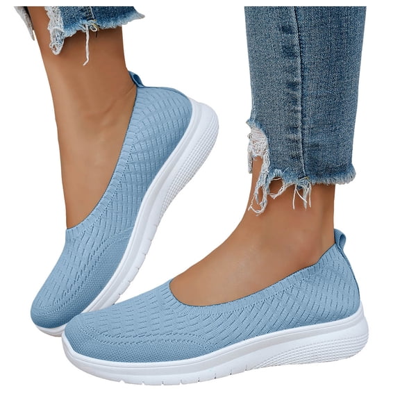 Women's Orthopedic Platform Slip on Walking Shoes Comfortable Knitted Arch Support Nursing Work Flat Sneakers