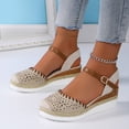 thumbnail image 1 of Women's Orthopedic Platform Wedge Sandals with Ankle Strap Summer Dressy 2026 Boho Espadrille Sandals for Beach Travel Beige 9.5, 1 of 7