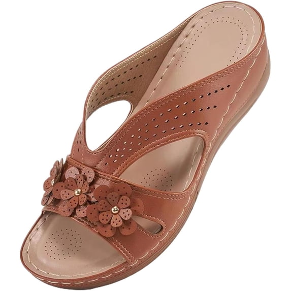 Women's Orthopedic Sandals 2026 Dressy Arch Support Slip On Dressy Summer Comfortable Slides Shoes Lightweight Memory Foam Platform Sandal