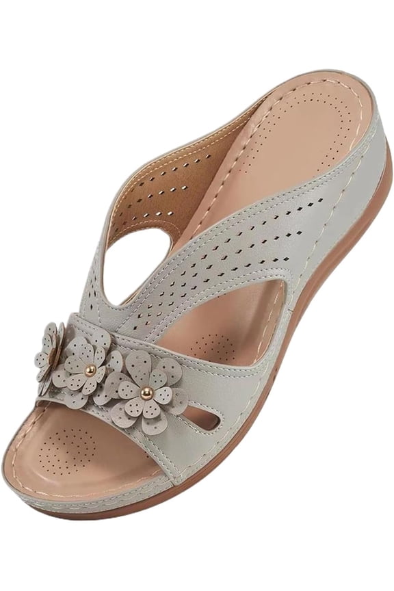 Women's Orthopedic Sandals 2026 Dressy Arch Support Slip On Dressy Summer Comfortable Slides Shoes Lightweight Memory Foam Platform Sandal