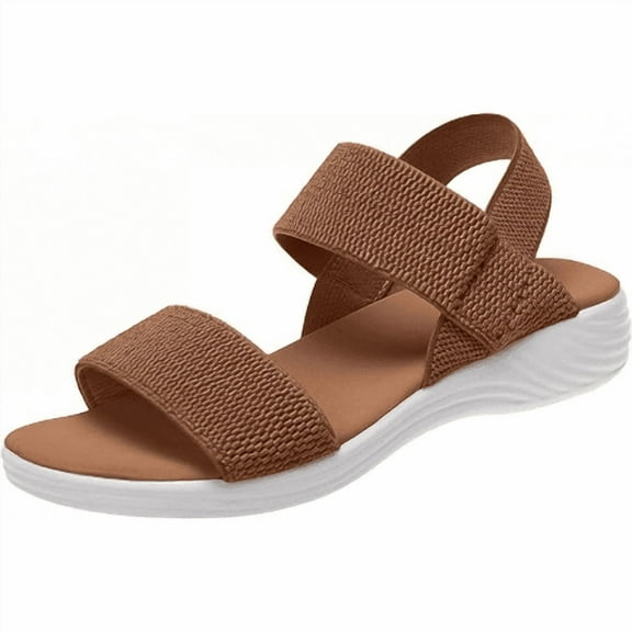 Women's Orthopedic Sandals with Arch Support - Low Heel, Breathable Mesh & Elastic Ankle Strap - Lightweight Walking Shoes for Summer, Beach, Casual & Sports