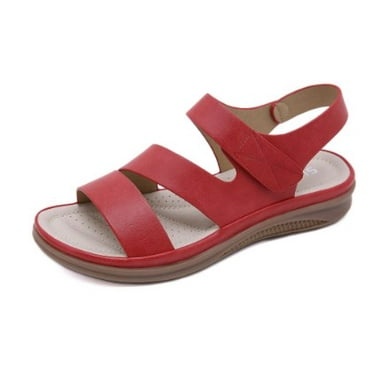 Women's Orthopedic Sandals Open Toe Hollow Breathable Ankle Strappy Hook and Loop Tape Thick Sole Comfortable Wedge Sandals