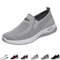 thumbnail image 1 of Women's Orthopedic Shoes Wide Width Dressy Lightweight Comfortable Walking Shoes Breathable Running Sneakers Casual Outdoor Footwear Ladies Slip On Sneaker Going Out Gray 9 [EU-42], 1 of 6