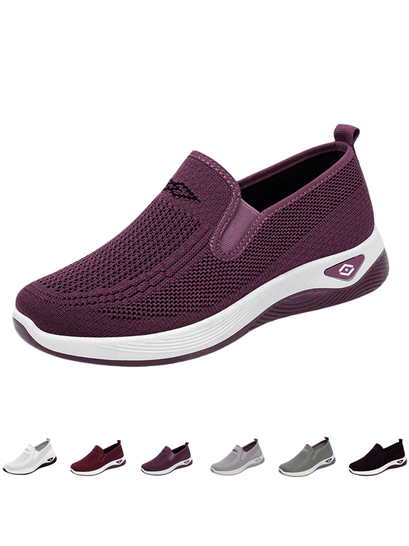 Women's Orthopedic Shoes Wide Width Dressy Lightweight Comfortable Walking Shoes Breathable Running Sneakers Casual Outdoor Footwear Ladies Slip On Sneaker Going Out Vermilion 8.5 [EU-41]