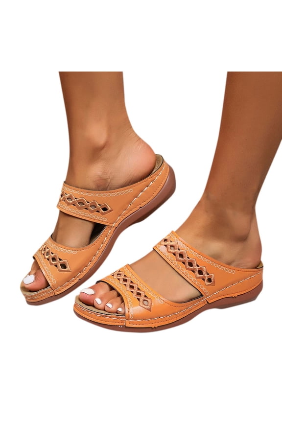 Women's Orthopedic Slide Sandals Open Toe Comfort Walking Sandals Arch Support Casual Summer Slip On Shoes