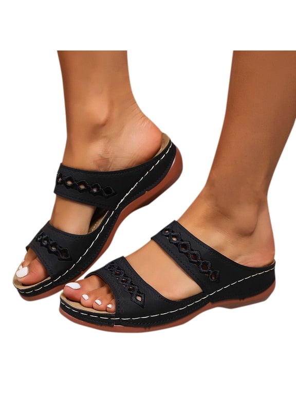 Women's Orthopedic Slide Sandals Open Toe Comfort Walking Sandals Arch Support Casual Summer Slip On Shoes