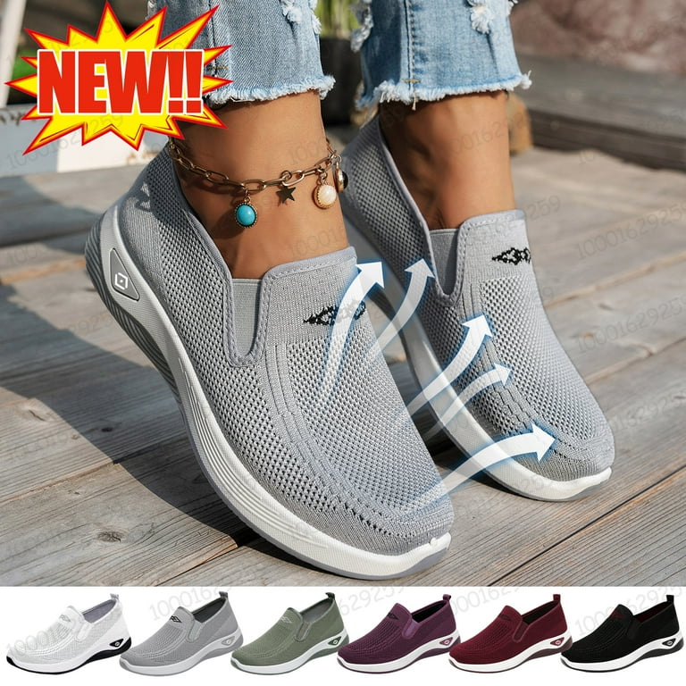 Women's Orthopedic Slip-On Sneakers Breathable Woven Diabetic
