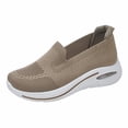 thumbnail image 1 of Women's Orthopedic Slip On Sneakers with Air Cushion Lightweight Non Slip Walking Shoes Breathable Stretchy Platform Loafers Brown Size 7, 1 of 4