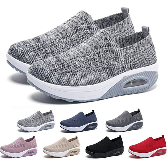 Women's Orthopedic Sneakers, Orthopedic Walking Shoes for Women, Comfortable Air Cushion Orthopedic Sneakers, Orthopedic Slip On Shoes for Women (US 6.5-7,Grey)