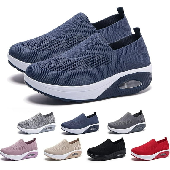 Women's Orthopedic Sneakers, Orthopedic Walking Shoes for Women, Comfortable Air Cushion Orthopedic Sneakers, Orthopedic Slip On Shoes for Women (US 7.5,Navy Blue)