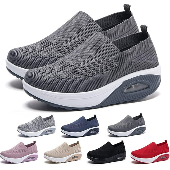 Women's Orthopedic Sneakers, Orthopedic Walking Shoes for Women, Comfortable Air Cushion Orthopedic Sneakers, Orthopedic Slip On Shoes for Women (US 9,Dark Gray)