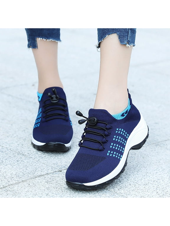 Women's Stretch Cushion Shoes Comfy Cloud Pro Breathable Mesh Sock Fashion Sneakers Wedge Running Footwear