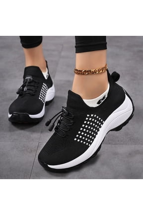 Women's Stretch Cushion Shoes Comfy Cloud Pro Breathable Mesh Sock Fashion Sneakers Wedge Running Footwear