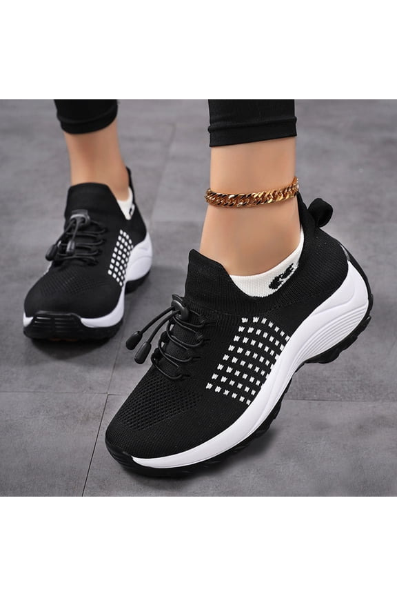 Women's Orthopedic Stretch Cushion Shoes Comfy Cloud Pro Breathable Mesh Sock Fashion Sneakers Wedge Running Footwear