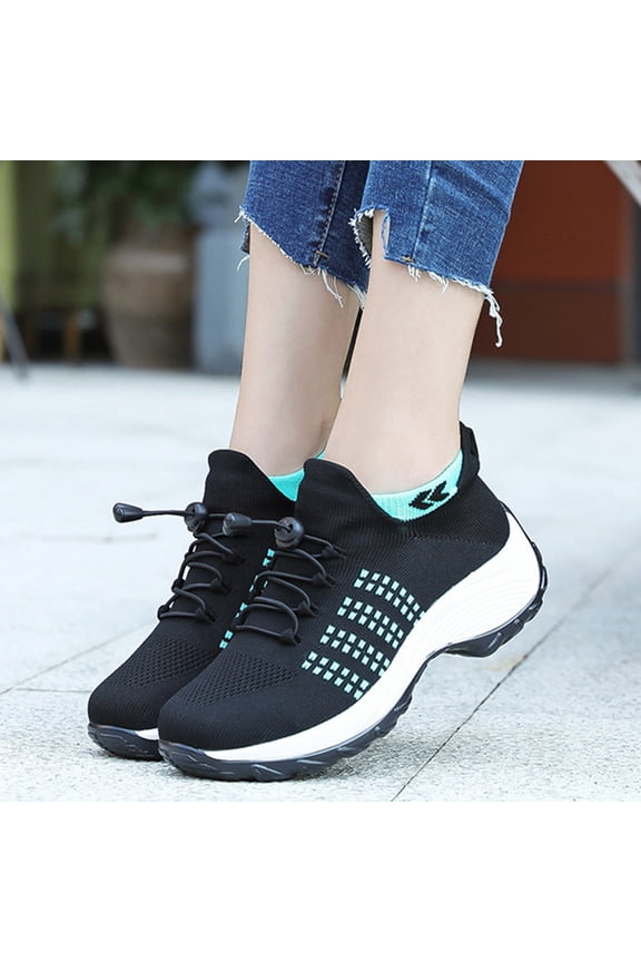 Women's Orthopedic Stretch Cushion Shoes Comfy Cloud Pro Breathable Mesh Sock Fashion Sneakers Wedge Running Footwear