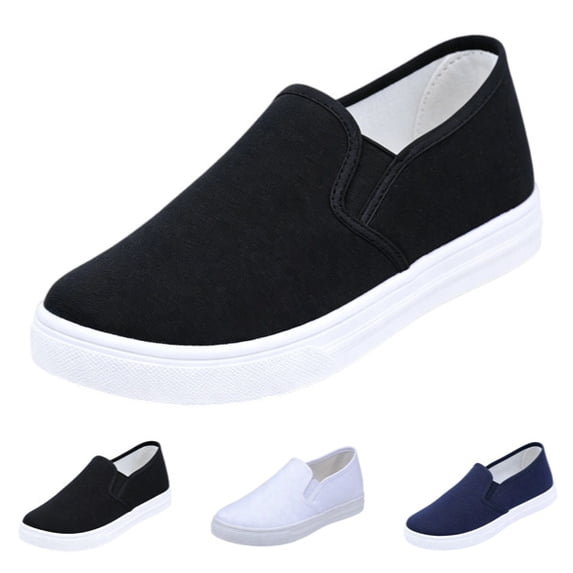 Women's Orthopedic Walking Loafers Classic Anti-Skid Arch Support Breathable Soft Sole Slip On Sport Shoes Comfortable Wide Width Solid Color Lightweight Nurse Running Athletic Sneakers,Black 44