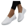 thumbnail image 1 of Women's Orthopedic Walking Shoes Wide Width Woven Breathable Workout Gym Slip on Lightweight Arch Support Non Slip Loafers White Size 8, 1 of 5