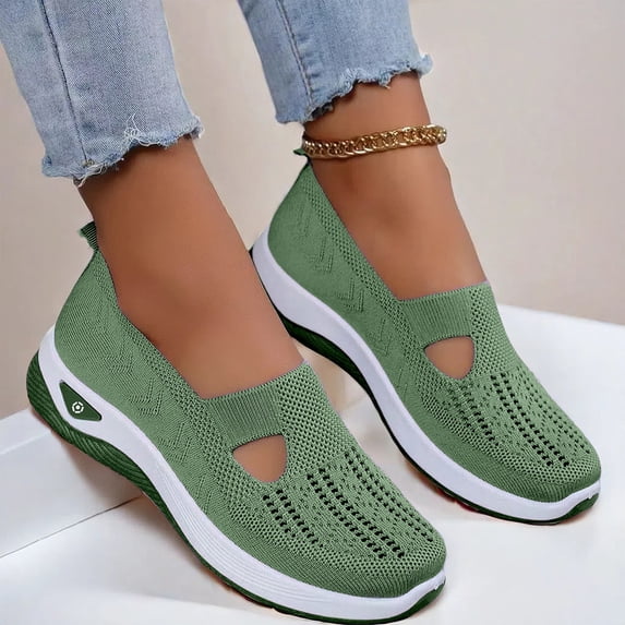 Women's Orthopedic Walking Shoes Woven Breathable Orthowalkway Womens Sneakers Lightweight Non Slip Arch Support Slip on Shoes