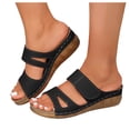 thumbnail image 1 of Women's Orthopedic Wedge Sandals Open Toe Platform Nonslip Slides Adjustable Summer Beach Shoes Comfy Backless Walking Shoes Black Size 6.5, 1 of 6