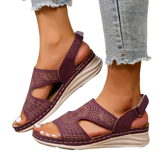 Women's Orthopedic Wedge Walking Sandals Beach Comfortable Arch Support Platform Casual Sandals Adjustable