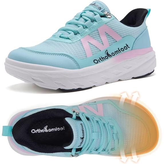 Women's Orthopedic Wide Walking Shoes: Comfortable Arch Support Orthotic Slip On/Off Sport Running Sneakers, Casual Athletic Shoes