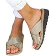 thumbnail image 1 of Women's Orthotic Sandals Slip On Arch Support Slide Wedge Sandals Casual Summer Open Toe Beach Walking Sandals, 1 of 5