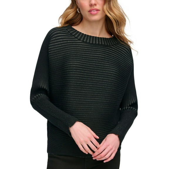 Women's Ottoman-Rib Dolman-Sleeve Sweater Black M