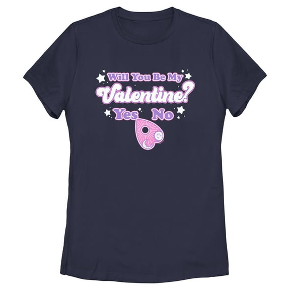 Women's Ouija Will You Be My Valentine? Yes or No? Graphic Tee Navy Blue Large