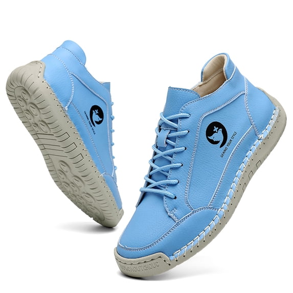 Women's Outdoor Casual Shoes,Fashion Vintage Hand-Stitching Leather Mid Top Non- Lace Up Travel Hiking Ankle Boots