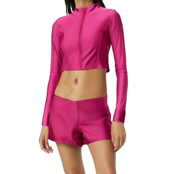 Women's Outdoor Fitness Yoga Set - Long Sleeve Top & Shorts - Form-Fitting, Moisture-Wicking Fabric - Full Coverage for Cool Weather Workouts - S-XL Sizes