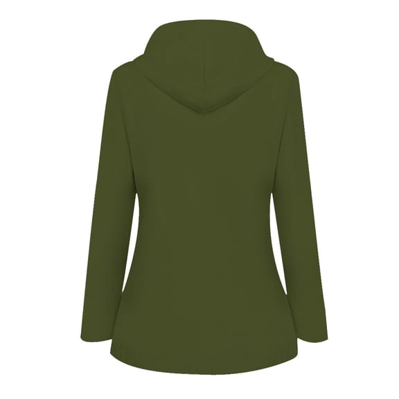 Women's Outdoor Fleece-Lined Jacket - Waterproof Sun-Protective Thickened Hooded Windproof Coat, Olive Green, XXL