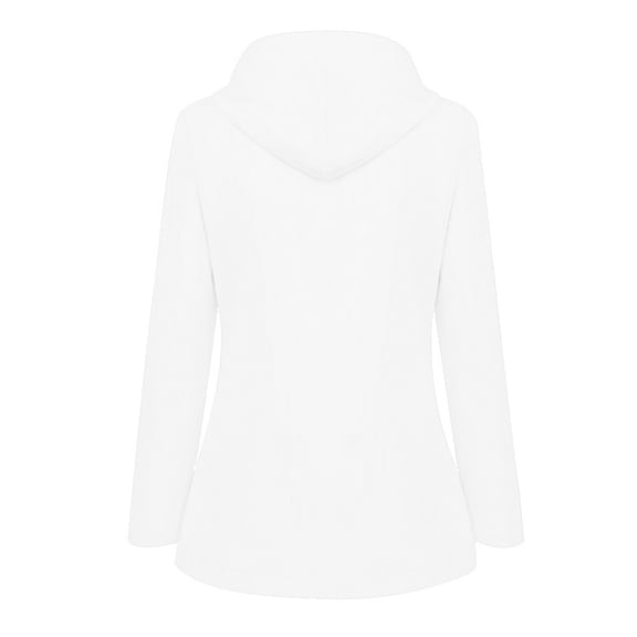 Women's Outdoor Fleece-Lined Jacket - Waterproof Sun-Protective Thickened Hooded Windproof Coat, White, L