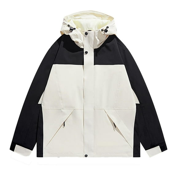 Women's Outdoor Jacket Solid Color Windbreaker Hooded Hiking Coat with Pockets