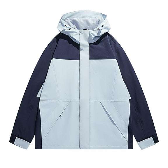 Women's Outdoor Jacket Solid Color Windbreaker Hooded Hiking Coat with Pockets