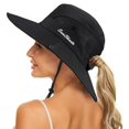 thumbnail image 1 of Women's Outdoor UV-Protection-Foldable Sun-Hats Mesh Wide-Brim Beach Fishing Hat with Ponytail-Hole, 1 of 7