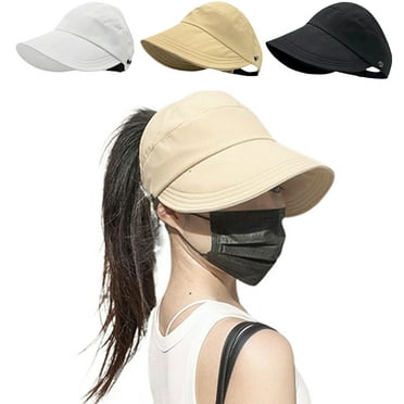 Women's Outdoor Uv Protection Hollow Top Wide Brim Sun Hat with Hook, Foldable Lightweight Gardening Travel Sun Visor