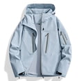 thumbnail image 1 of Women's Outdoor Windbreaker Waterproof Raincoat Fleece Lined Jacket Hooded Softshell Outwear Coats with Pocket for Hiking Travel Sky Blue M, 1 of 3