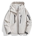 thumbnail image 1 of Women's Outdoor Windbreaker Waterproof Raincoat Fleece Lined Jacket Hooded Softshell Outwear Coats with Pocket for Hiking Travel White 3XL, 1 of 3